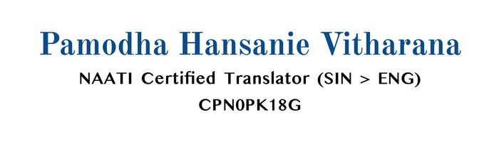 NAATI-Certified Sinhalese to English Translator